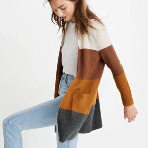 Madewell Classic Minimalist‎ Capsule Kent Coziest Colorblock Cardigan Sweater M